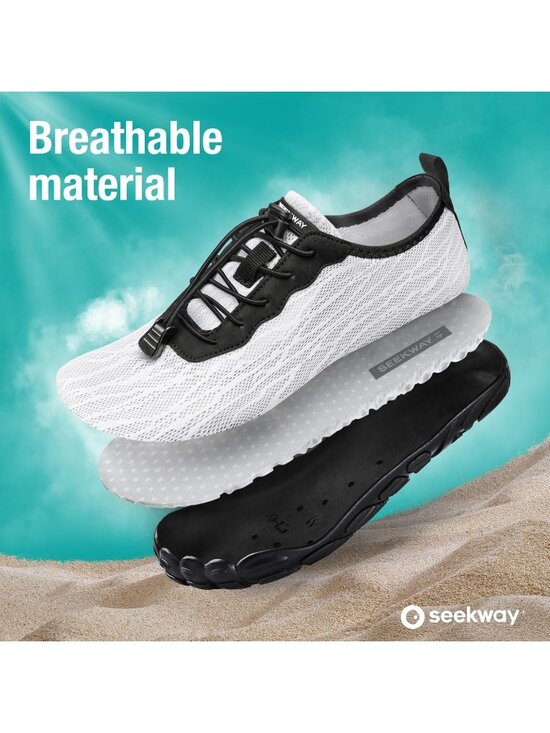 ?Men\'s White/Black Spandex Low Top Quick Dry Comfortable Lace up Shoes main image 5